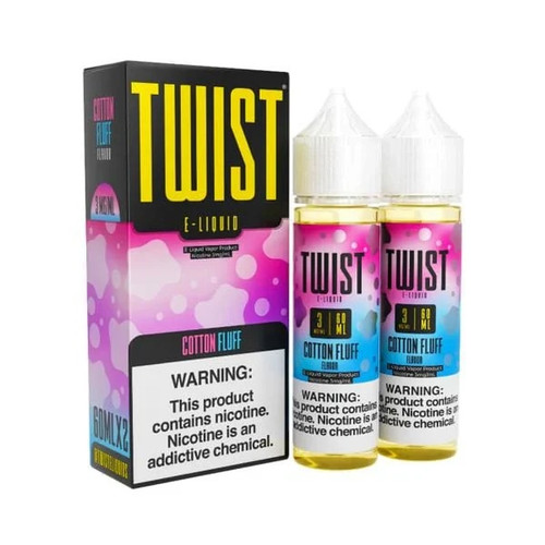 Twist ELiquid Cotton Fluff 2 x 60ml Bottles and Box background