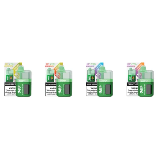 iJoy x Skwezed XP 50K Disposable vape 4 disposables pictured background