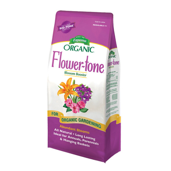 A four pound bag of Espoma's Flower tone at Settlemyre Nursery