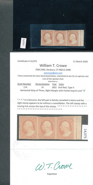 United States 19th century stamps certificates of authenticity premium singles very fine mint original gum