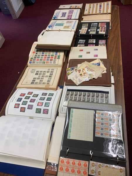 United States stamp collection two large cartons eleven volumes mid-20th century plate blocks postage value