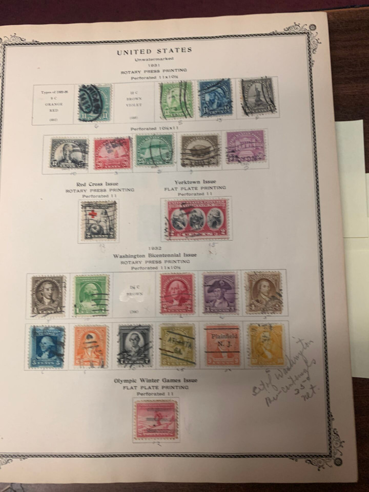 United States stamp collection one large carton five albums first half 20th century mint and used