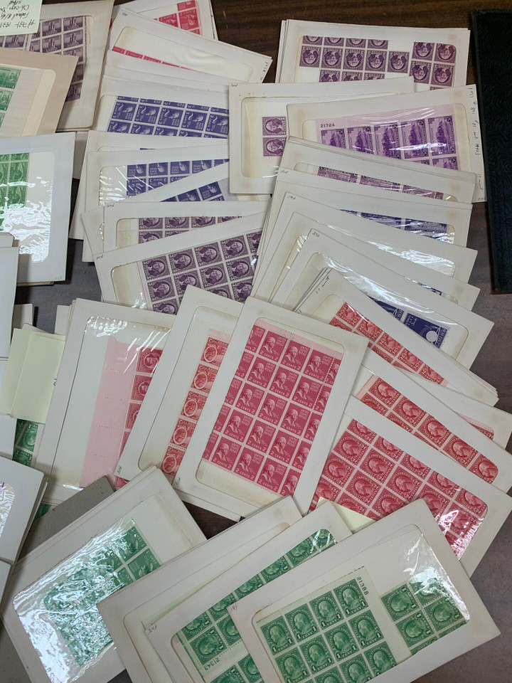 United States stamp collection one large carton five albums first half 20th century mint and used