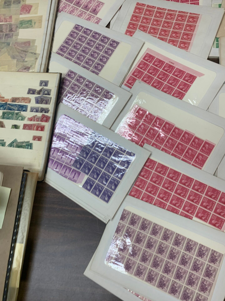 United States stamp collection one large carton five albums first half 20th century mint and used