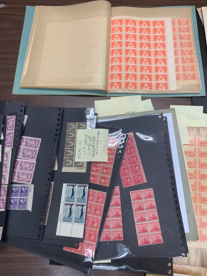 United States stamp collection one large carton five albums first half 20th century mint and used
