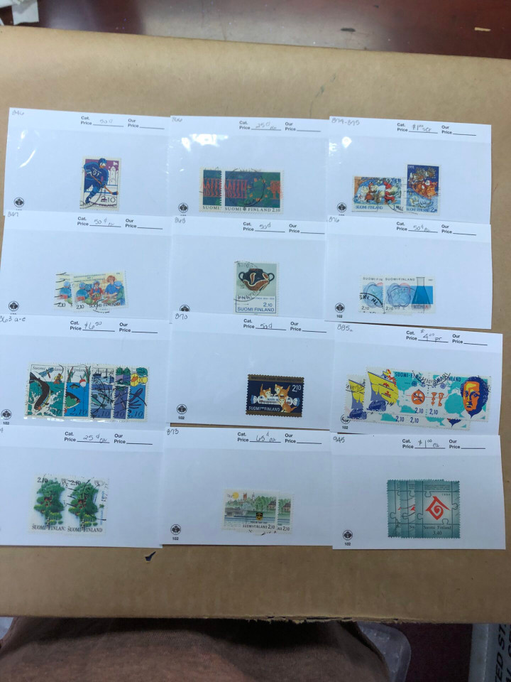Worldwide Stamp Selection 700 Counter Stock Cards, Several Thousand Stamps, Australia, Finland, Netherlands
