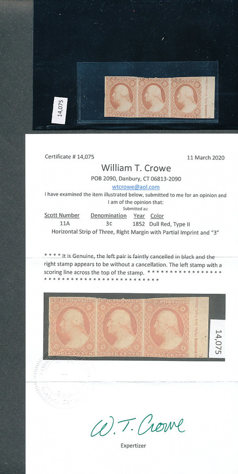 United States 19th century stamps certificates of authenticity premium singles very fine mint original gum
