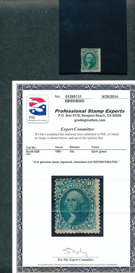 United States 19th century stamps certificates of authenticity premium singles very fine mint original gum