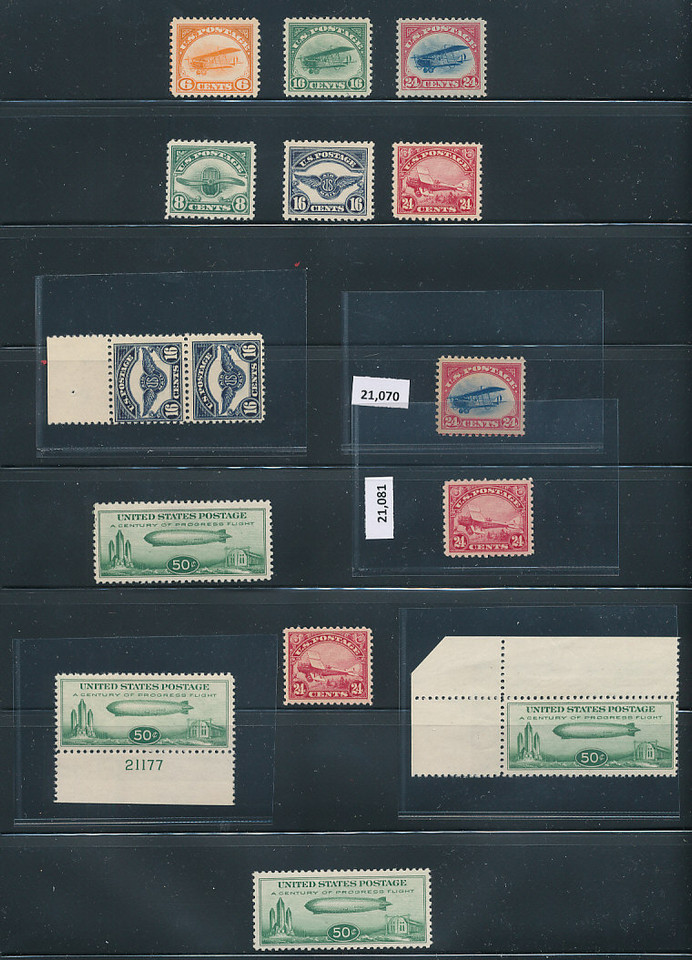 United States premium early airmails never hinged VF-XF to extremely fine centering minimal duplication
