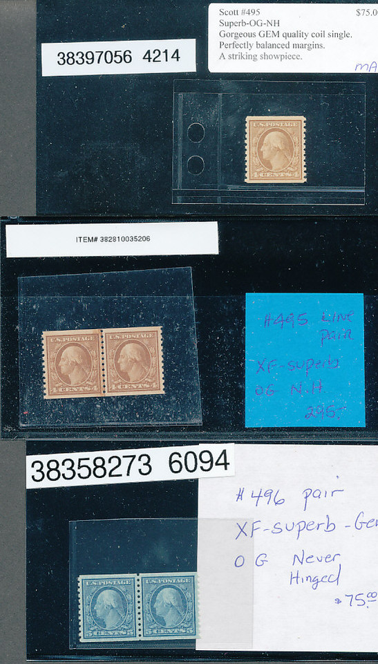 United States premium Washington coils teen years 20th century wide margins line pairs strips never hinged very fine
