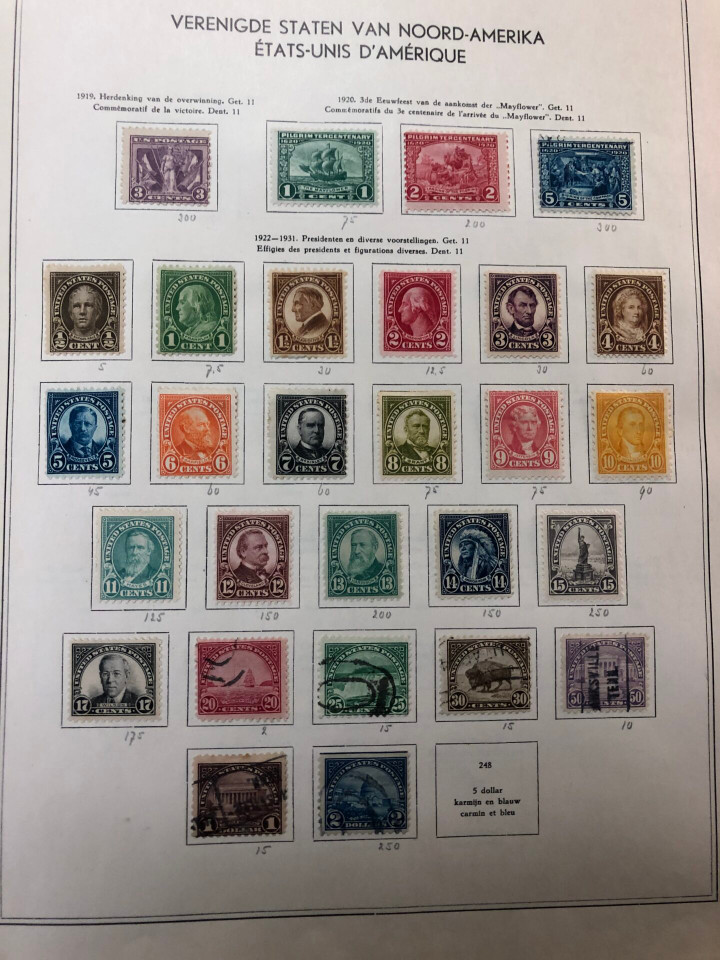 United States stamp collection vintage Dutch album turn of 20th century to 1960s mint and used