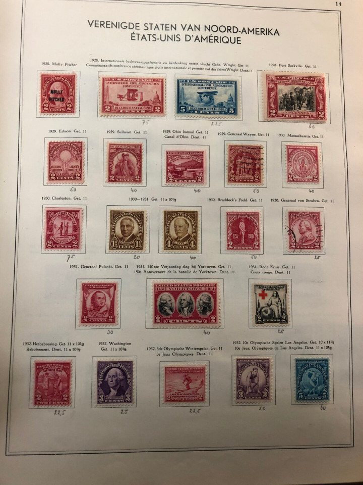 United States stamp collection vintage Dutch album turn of 20th century to 1960s mint and used