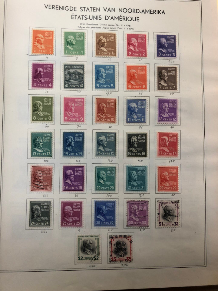 United States stamp collection vintage Dutch album turn of 20th century to 1960s mint and used