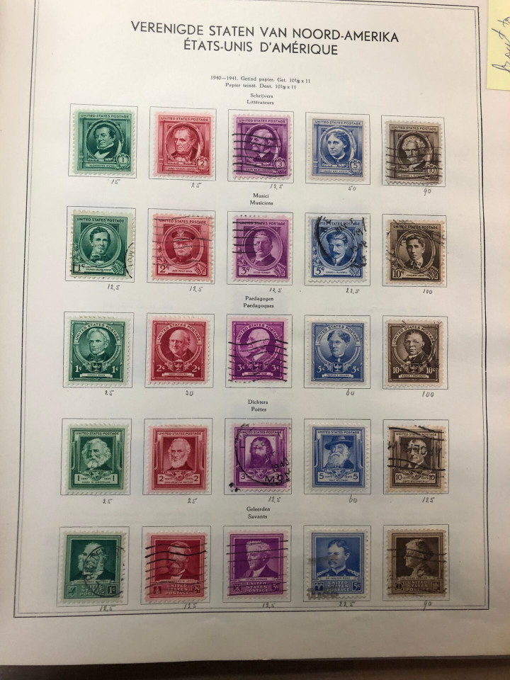 United States stamp collection vintage Dutch album turn of 20th century to 1960s mint and used