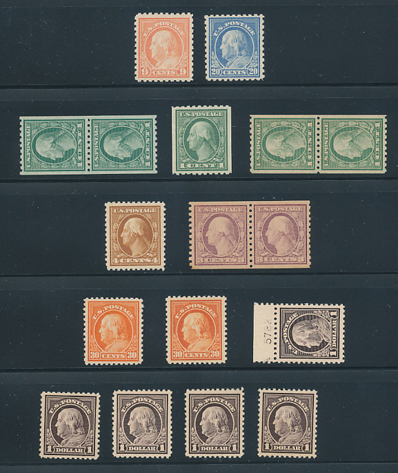 UNITED STATES – Premium Early 20th Century, Washington/Franklins, Two Dozen Certificates, Wide Margins, Most NH – 426591