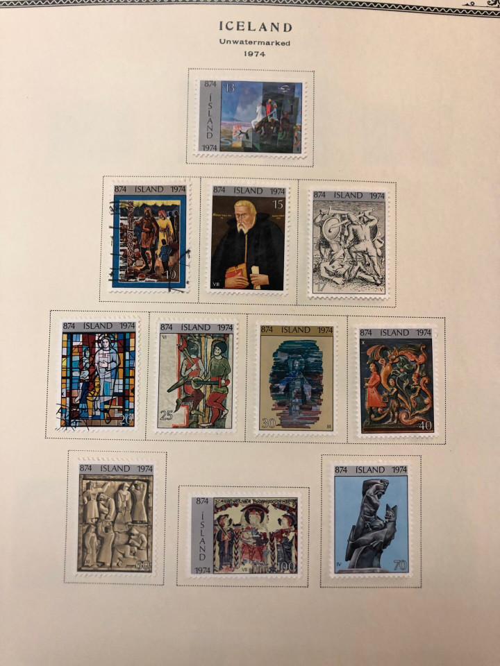 Iceland mint and used stamps from last quarter 19th century showing early classic issues on Scott album pages