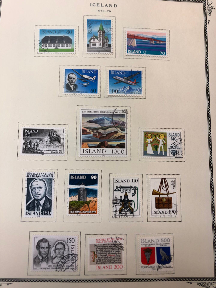 Iceland mint and used stamps from last quarter 19th century showing early classic issues on Scott album pages