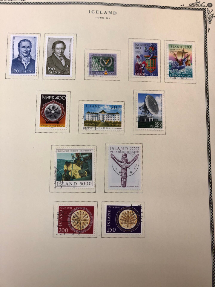 Iceland mint and used stamps from last quarter 19th century showing early classic issues on Scott album pages