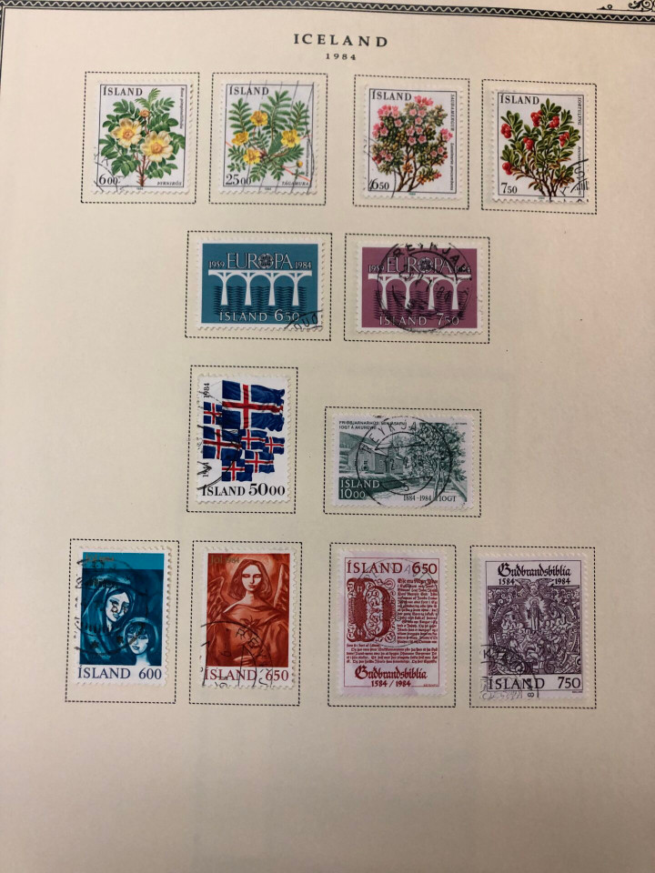 Iceland mint and used stamps from last quarter 19th century showing early classic issues on Scott album pages