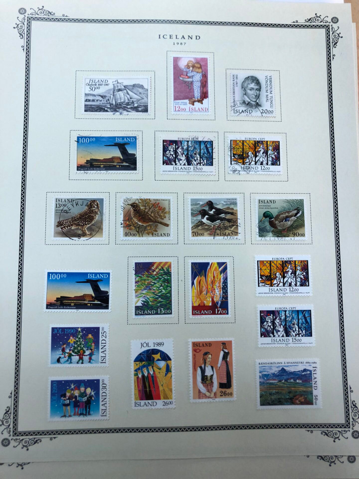 Iceland mint and used stamps from last quarter 19th century showing early classic issues on Scott album pages