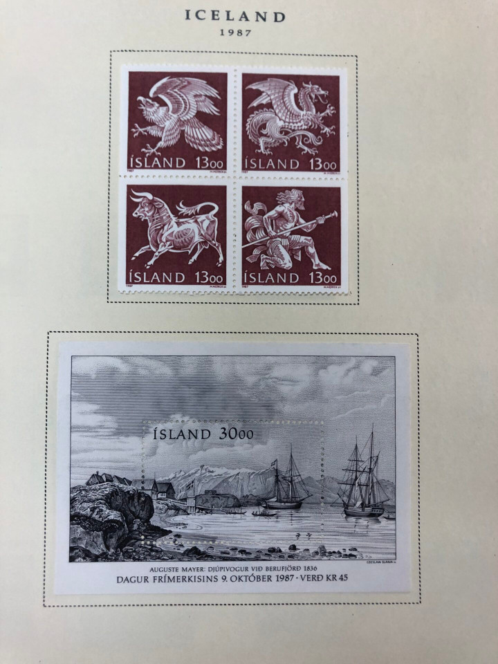 Iceland mint and used stamps from last quarter 19th century showing early classic issues on Scott album pages