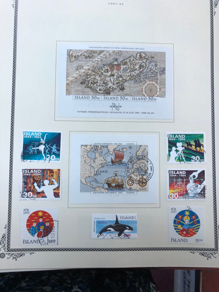 Iceland mint and used stamps from last quarter 19th century showing early classic issues on Scott album pages