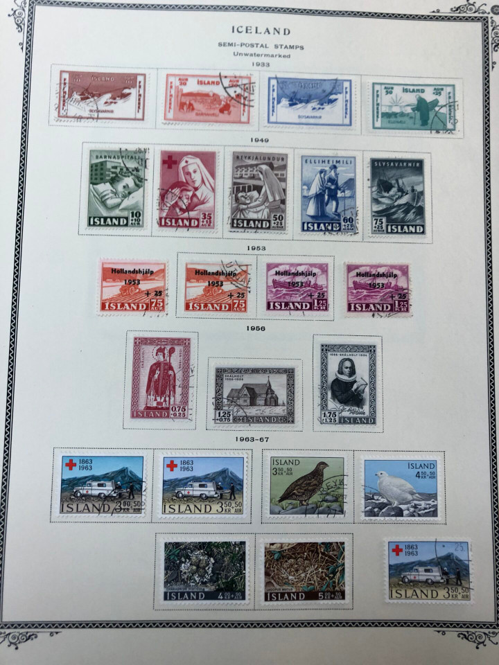 Iceland mint and used stamps from last quarter 19th century showing early classic issues on Scott album pages