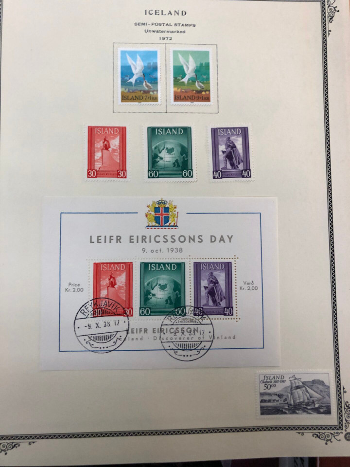 Iceland mint and used stamps from last quarter 19th century showing early classic issues on Scott album pages