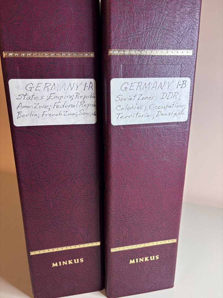GERMANY & AREA – Pair of Minkus Albums, Few Thousand Different, States to Reunification, German Area Included – 424896