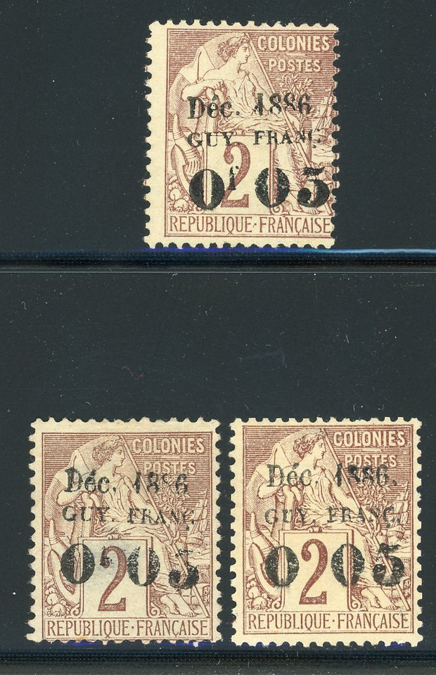 FRENCH GUIANA (2, 2a (2)), F-VF, og - 424221