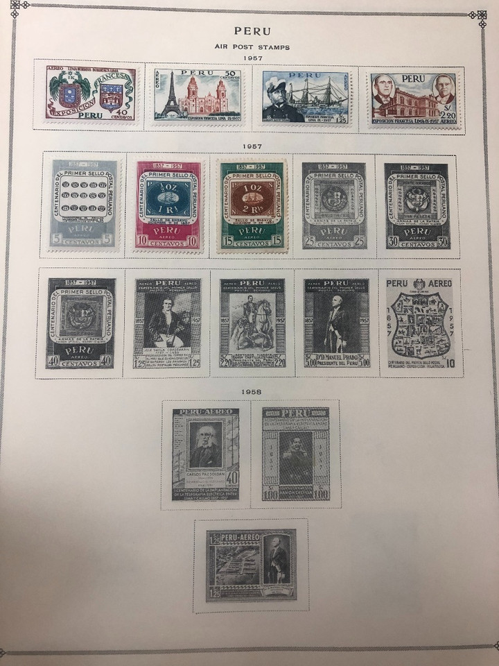 Peru Stamps Roughly 1,000 Different, 19th Century to Late 20th Century, Mint and Used