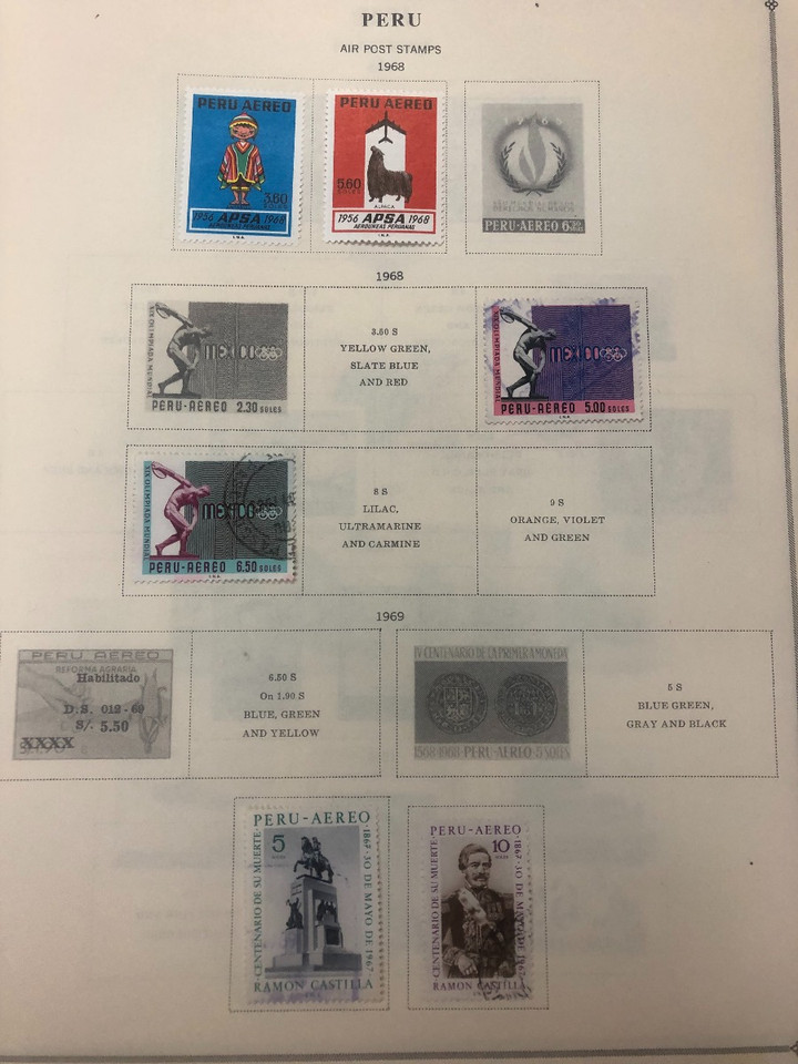 Peru Stamps Roughly 1,000 Different, 19th Century to Late 20th Century, Mint and Used