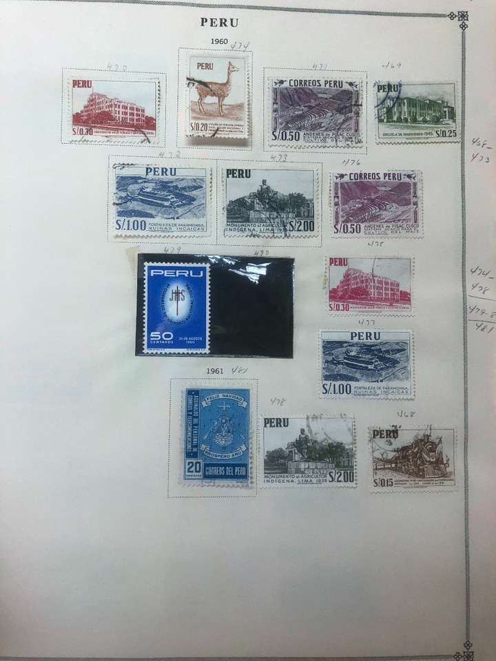 Peru Stamps Roughly 1,000 Different, 19th Century to Late 20th Century, Mint and Used