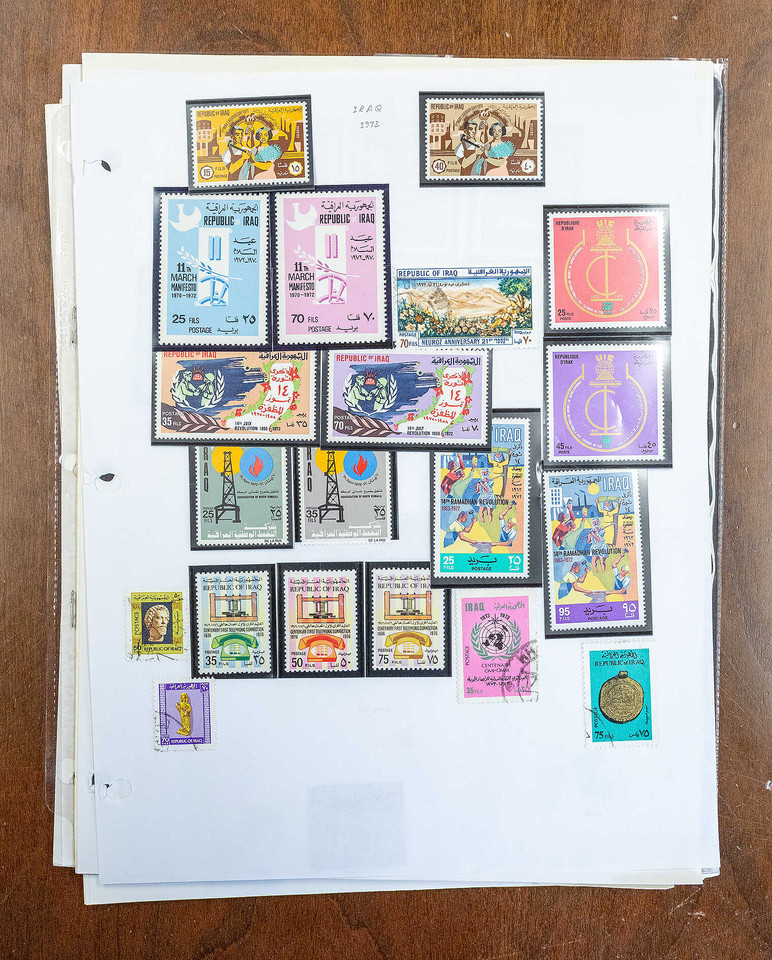 IRAQ – 595 Mint & Used Stamps, 1923–1988, Complete Sets on Album Pages, Scott CV $1,087 – 900334
