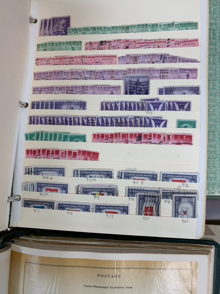 United States massive stamp collection seven volumes tens of thousands turn of century to 1990s Scott National album