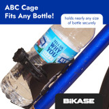 Bicycle Water Bottle Cage, ABC Cage with Anywhere Cage Strap Adapter, Adjustable Bottle Cage for Bike [BiKASE]