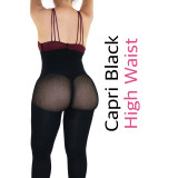 Capri Happy Butt No.7 - Double Layer Waistband Body Shaper Black