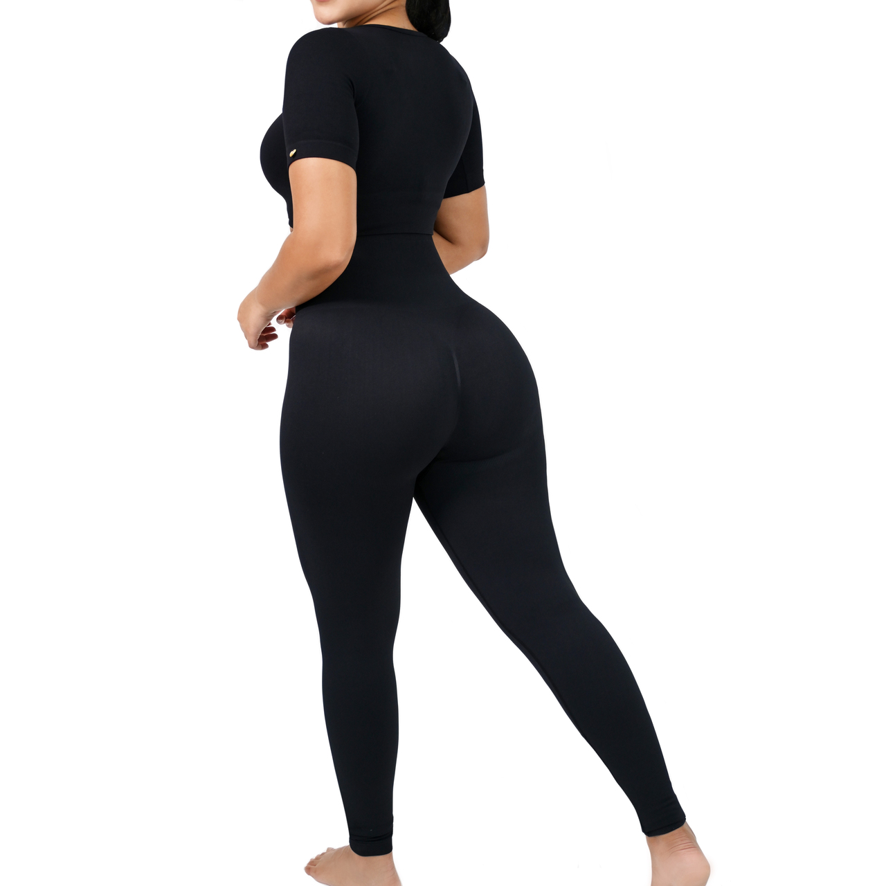SHAPING LEGGINGS HIGH WAIST DOUBLE TUMMY SHORT SLEEVE