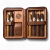 Mayflower Leather Travel Humidor open with cigars