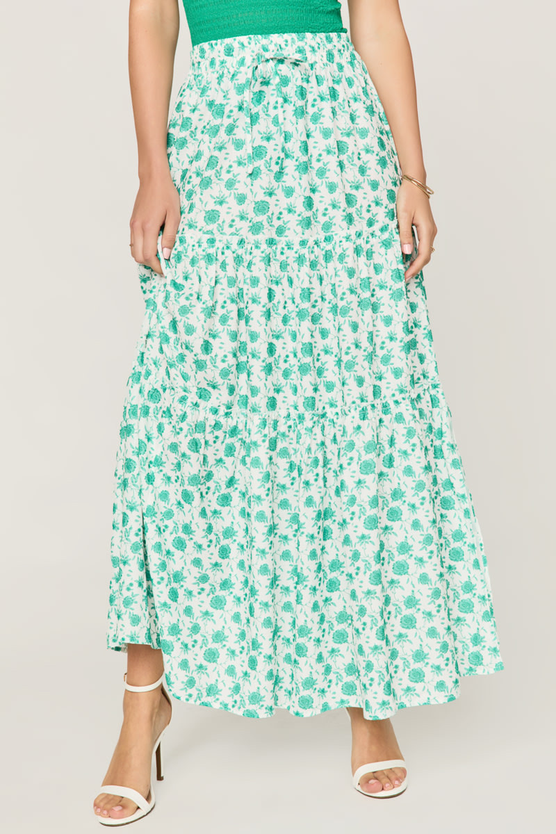 Tiered Flora and Fauna Maxi Skirt main image 0
