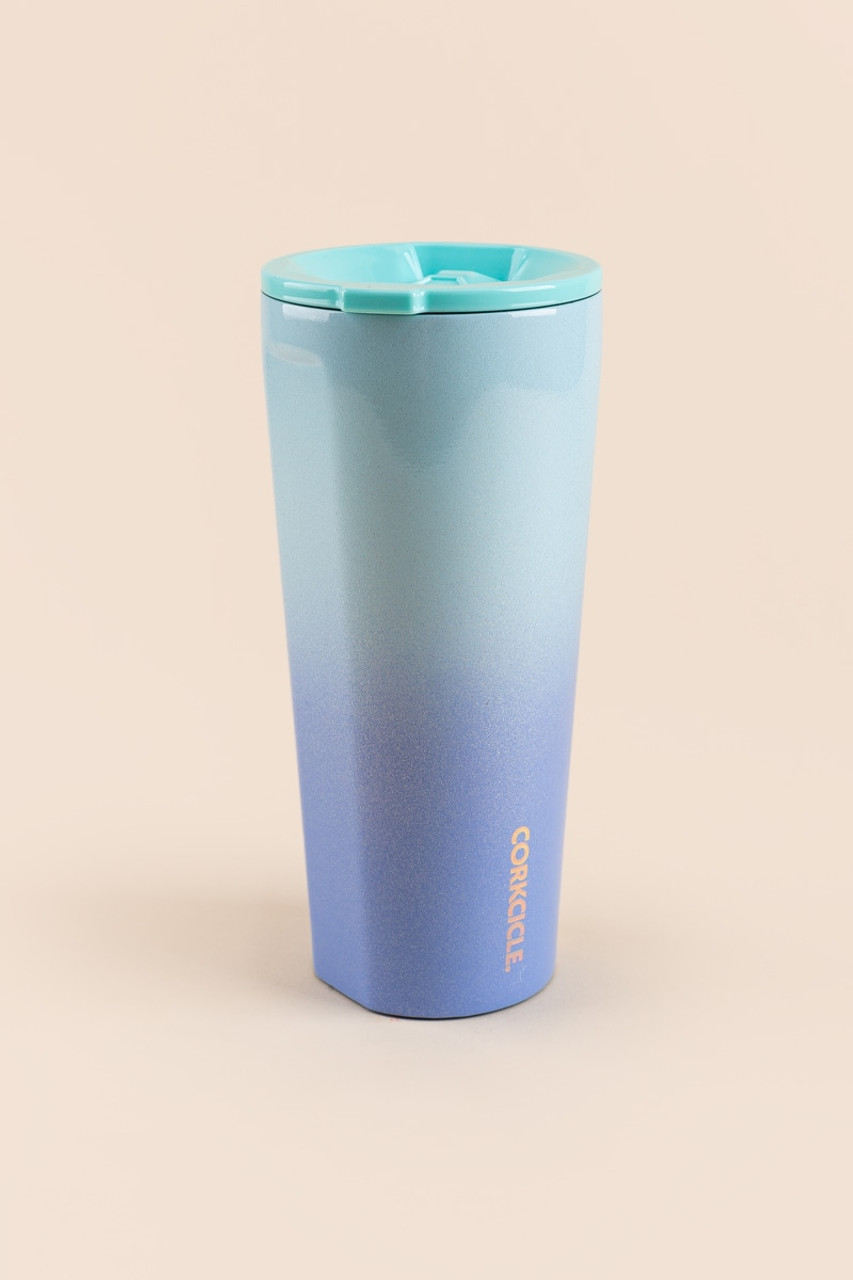 Corkcicle Color Block 16 Ounce Travel Tumbler with Lid, Glacier Blue 