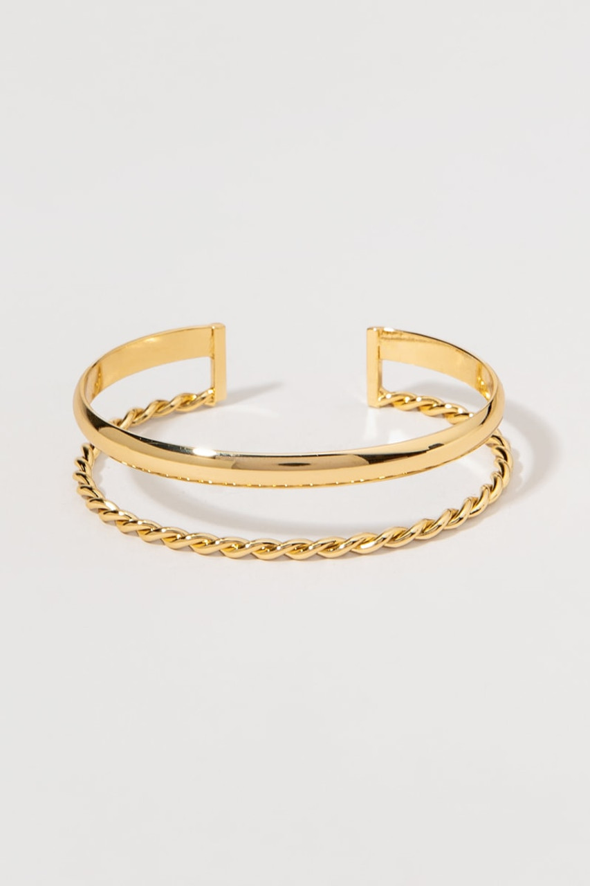 Natasha Dual Design Gold Cuff Bracelet | francesca's®