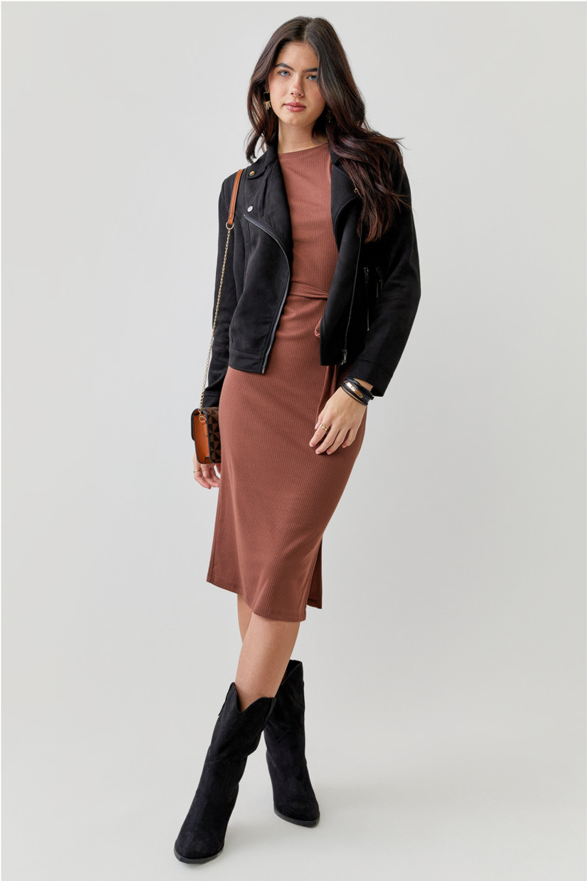 Zoe Faux Suede Moto Jacket