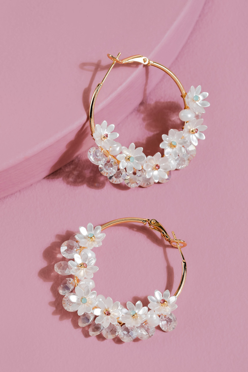 Fresh floral hoop earrings - Dimasa Ethnic Collections