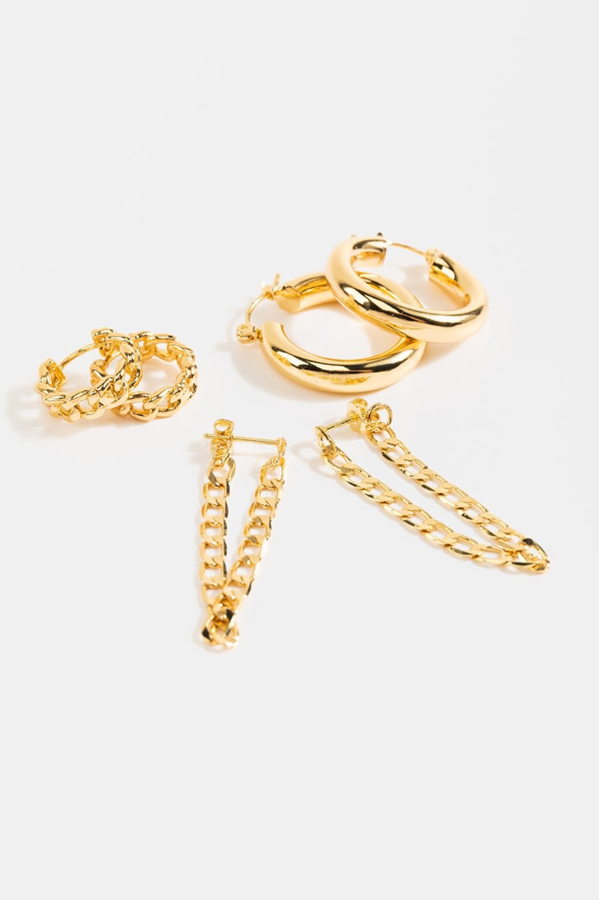 Alex Double Stud Chain Earring 14K Gold | LeMel – LeMel