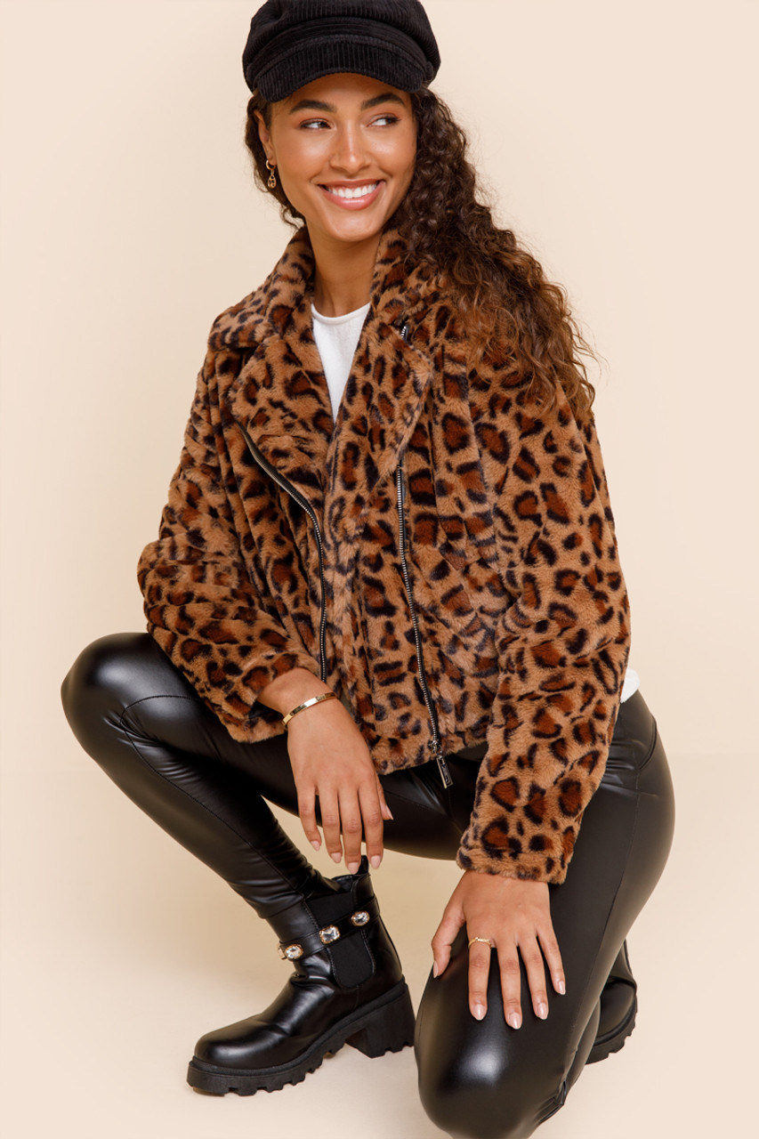 Leopard print moto on sale jacket