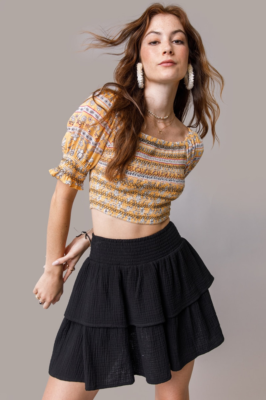 Georgina Smocked Tiered Mini Skirt