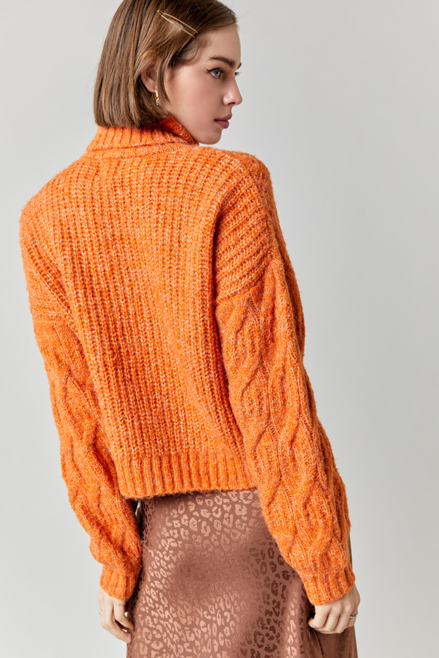 Lexi Cable Knit Turtleneck Pullover Sweater - francesca's