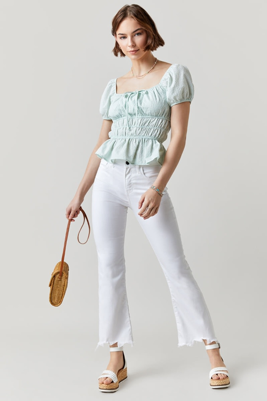 Loriella Textured Front Tie Blouse - francesca's