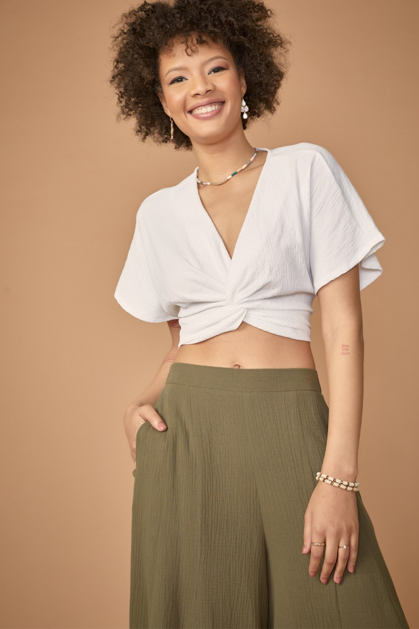 Lezette Front Twist Crop Top